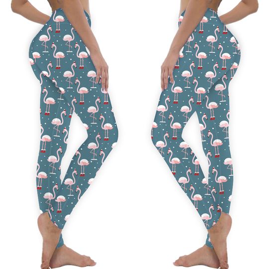 Discover Christmas Flamingo Leggings, Printed Leggings