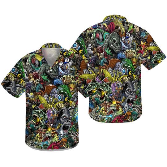 Discover Gadzillo Collage Kaiju Monsters Hawaiian Shirt