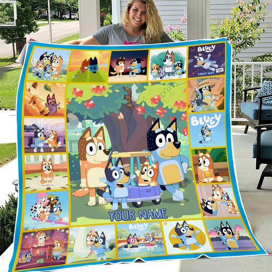 Discover Personalized Custom Name BlueyDad Quilt Blanket