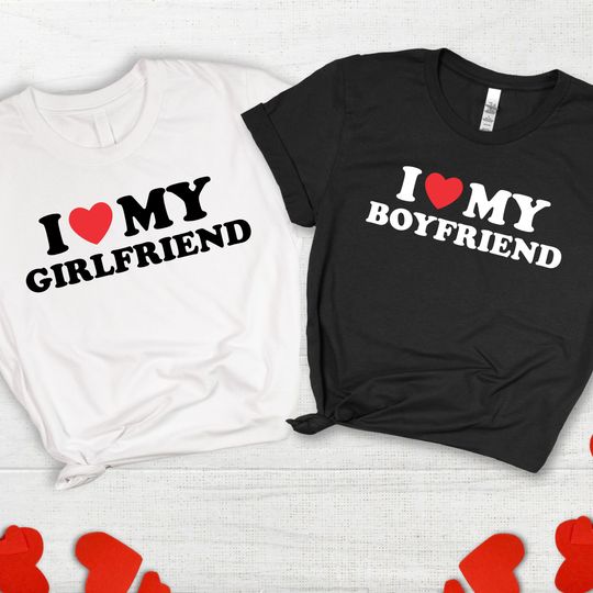 Discover Valentine Couple Shirts Valentines Day Couples Gift I Love My Boyfriend Shirt