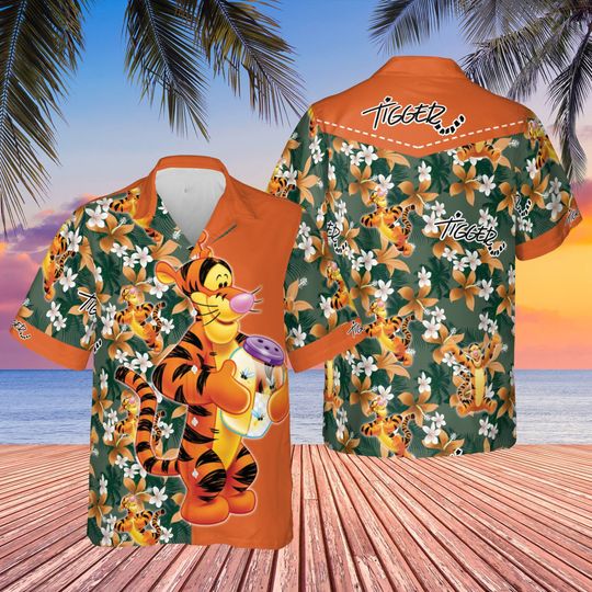 Discover Animated Tiger Hawaiian Shirt, Beach Trip Family 3D Hawaiian Shirt