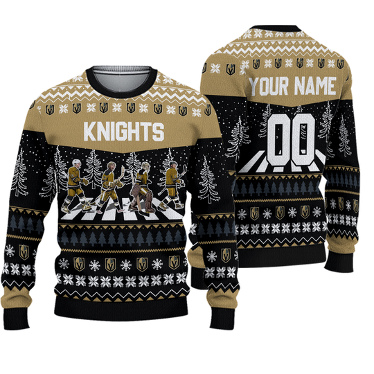 Discover Personalized Knights Walking Abbey Road Ice Hockey Christmas Ugly Sweater