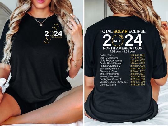 Discover 2024 Total Solar Eclipse North America Tour Shirt, Astronomy Lover Tshirts