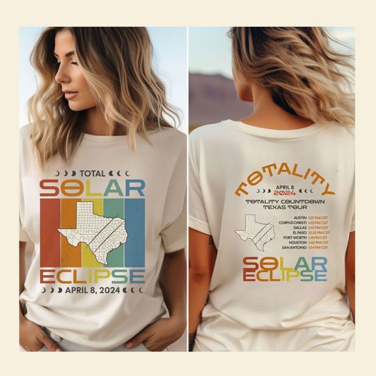 Discover Total Solar Eclipse April 2024 Shirt, Texas Solar Eclipse 4.8.24 Tshirt