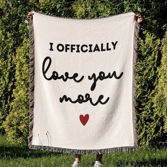 Discover I Officially Love You More Blanket, Cotton Anniversary Gift, Woven Tapestry Blanket