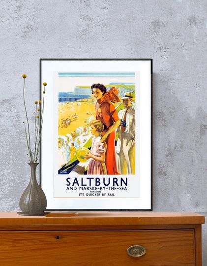 Discover Saltburn and Marske by the Sea Vintage Travel Poster - Poster