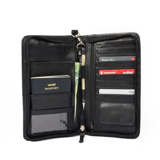 Discover Personalized Leather Travel Wallet with Wristlet Strap
