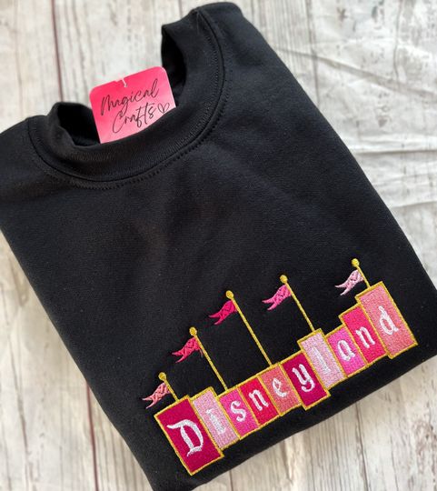 Discover All Pinks D-Land Embroidered Crewneck Sweatshirt - Black