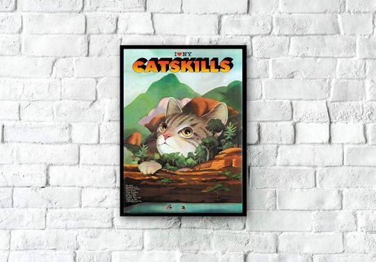 Discover I Luv NY Catskills Poster by Milton Glaser, Vintage Travel Poster
