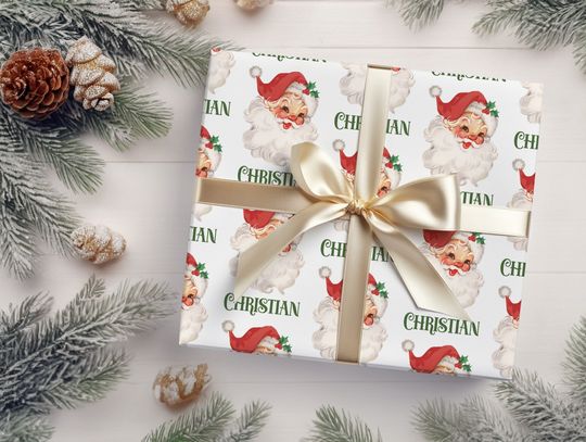 Discover Vintage Santa Christmas Wrapping Paper