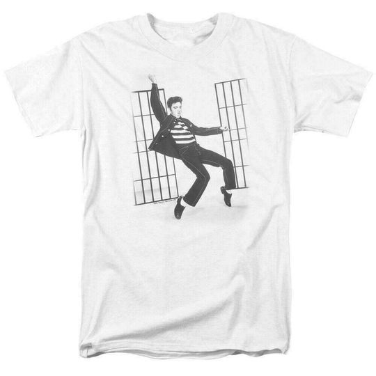 Discover Elvis Presley Jailhouse Rock T Shirt Licensed Rock N Roll Music Tee White