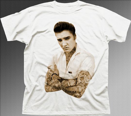 Discover TATTOO Elvis Presley The King rock and roll white printed t-shirt 9907
