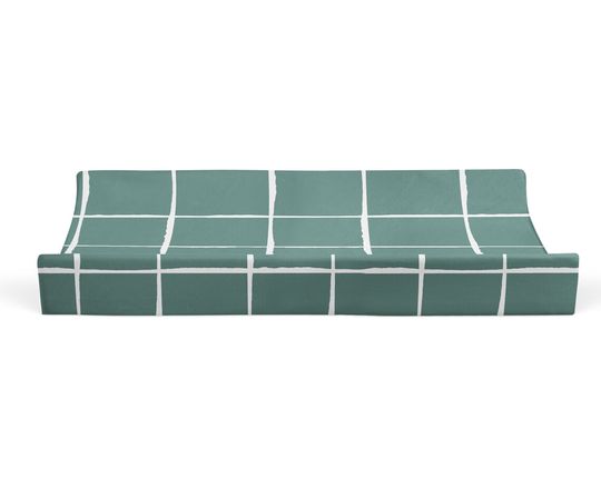 Discover Changing Pad Cover In Pool Windowpane | Nursery Decor | Baby Newborn Toddler Bedding