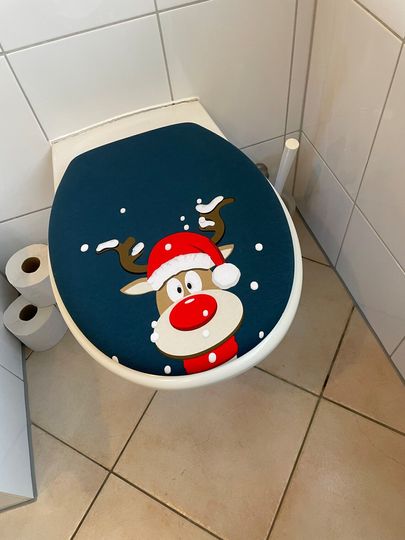 Discover Christmas Reindeer Toilet Lid Cover