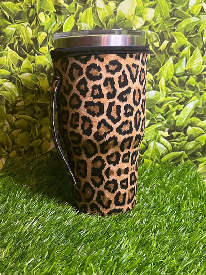 Discover Brown Leopard Neoprene Thermos Cup Cover