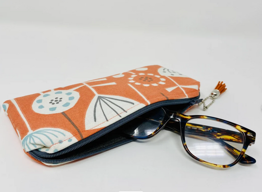 Discover Burnt Orange Scandi Flower Zipped Glasses cloth case