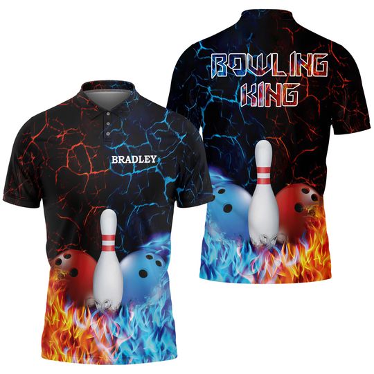 Discover Men Custom Bowling King Polo Bowling Polo Shirt