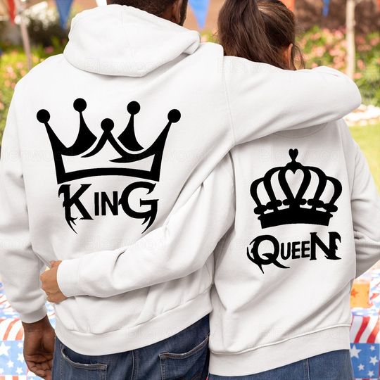 Discover King And Queen Couple Hoodies, Her King His Queen Hoodie