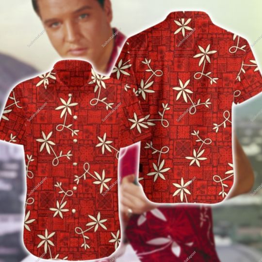 Discover Elvis Presley Hawaiian Shirt, Replica Shaheen Tiare Tapa Button Up