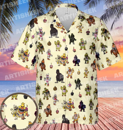 Discover Fnaf Meme Hawaiian Summer Shirt, Fnaf Golden Freddy Beach Shirt