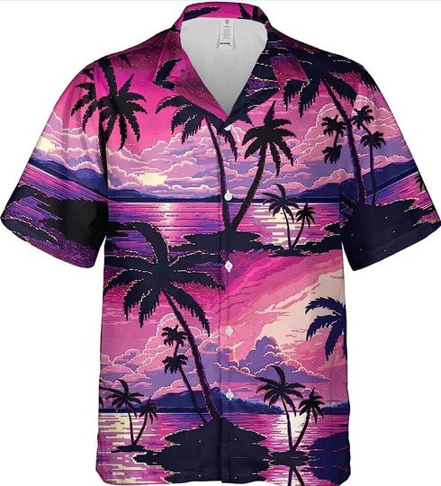Discover Purple Night Sky Tropical Hawaiian Shirts, Aloha Vibes Beach Shirt, Beach Shirt