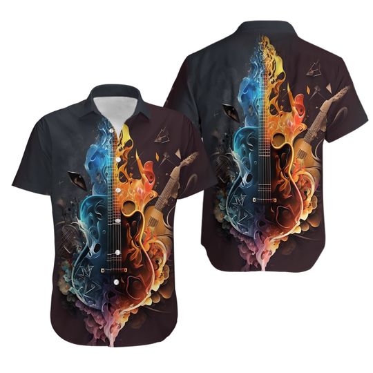 Discover Flame Guitar Music Hawaiian Shirt