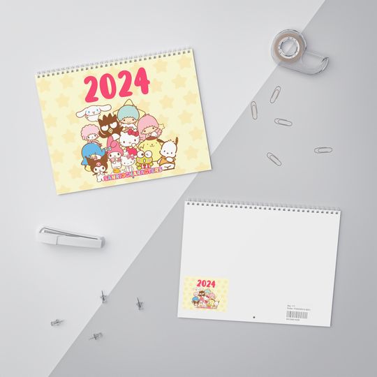 Discover Cute Kawaii Calendar (2024) New Year Cat Friend Pastel