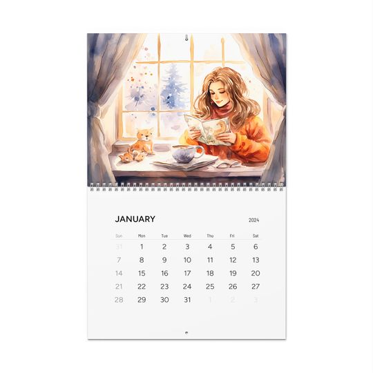 Discover Literary Escapes 2024 Calendar - Whimsical Watercolor Book Scenes