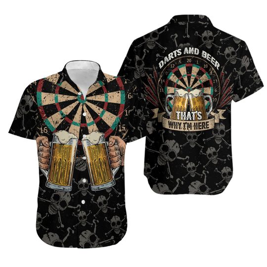 Discover Darts And Beer That's Why I'm Here Hawaiian Shirt
