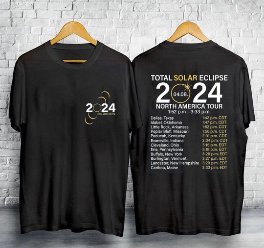 Discover 2024 Total Solar Eclipse North America Tour Shirt, Astronomy Lover T-Shirt