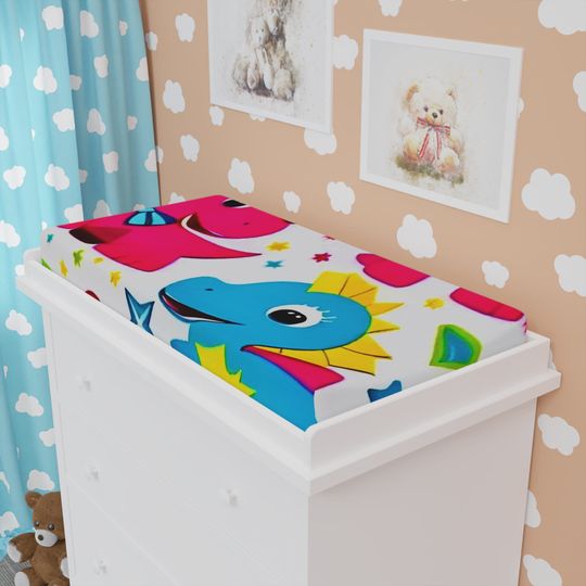 Discover Bright Dinosaur Baby Changing Pad Cover