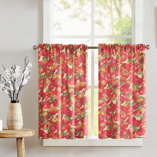 Discover lovemyfabric Cotton Fruits Print Caf Tier Curtains Kitchen Home Dcor