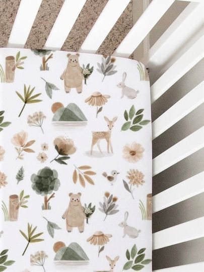 Discover Baby Bedding, Woodland Animals, Crib Sheet, Changing Pad Cover