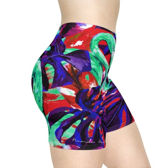 Discover Shorts, Green Flamingo Biker, Women's Short Pants