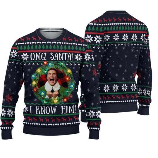 Discover OMG Santa I Know Him Quotes US Movie Ugly Christmas Sweater