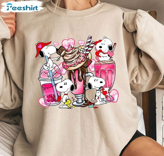 Discover Snoopy Coffee Valentine Sweatshirt, Drink And Food Valentine Unisex Sweatshirt