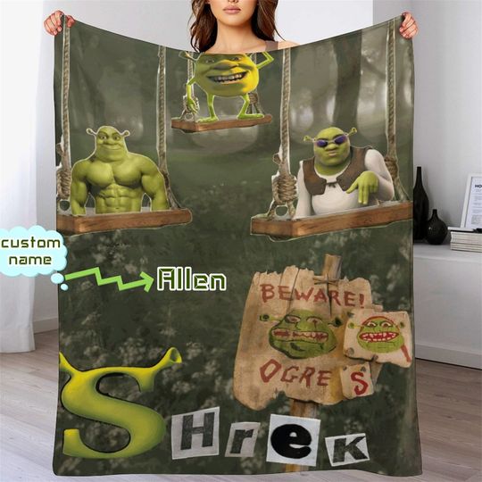 Discover Customized Shrek Blanket Personalized Flannel Couch Nap Blanket Bedding Valentine's Comfortable Bedroom Birthday Gift