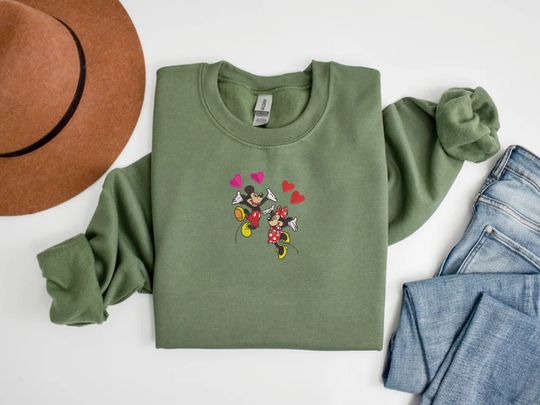 Discover Embroidered Valentine Mouse Hearts Sweatshirt, Valentine's Day