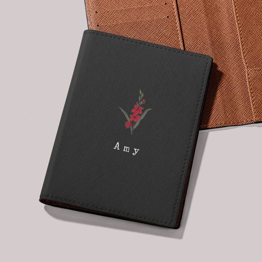 Discover Leather Custom Passport Holder for Women Birth Month Flower Passport Cover