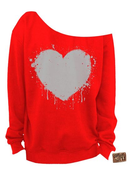 Discover VALENTINE'S DAY SLOUCHY Sweatshirt - Off The Shoulder Sweatshirt