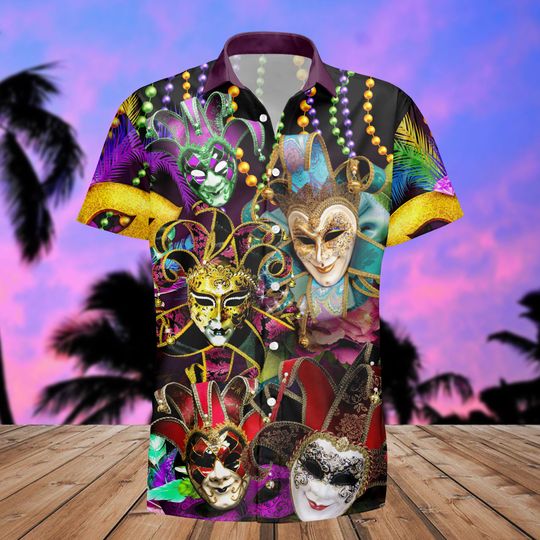 Discover Funky Mardi Gras Hawaiian Shirt, Clown Carnival Shirt