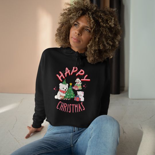 Discover Cute Christmas Crop Hoodie, Christmas Hoodie