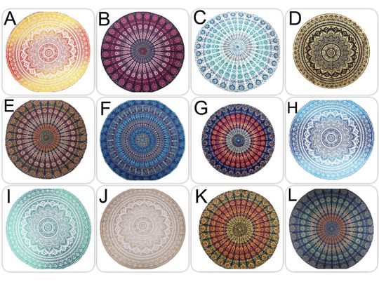 Discover Bohemian Indian Hippie Round Blanket