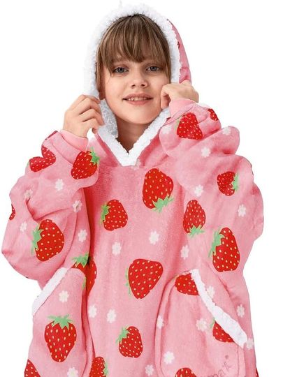Discover Kids Graphic Oversized Strawberry Hoodie Blanket