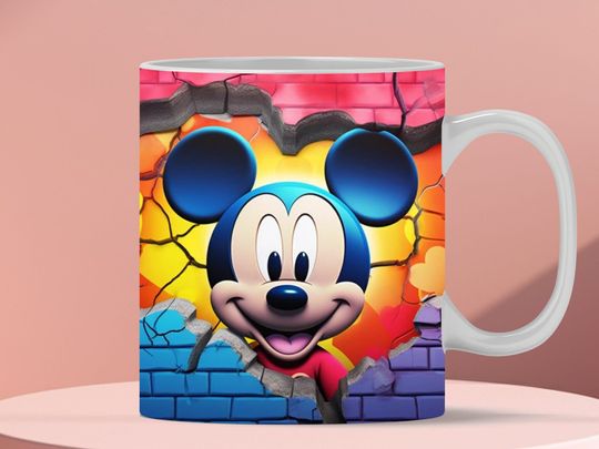 Discover 3D Mouse Rainbow Mug Wrap, 3D Cracked Hole Mouse Mug