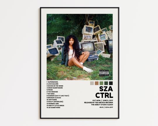 Discover SZA Cover Poster, CNTRL Album Wall Print, Tracklist Poster