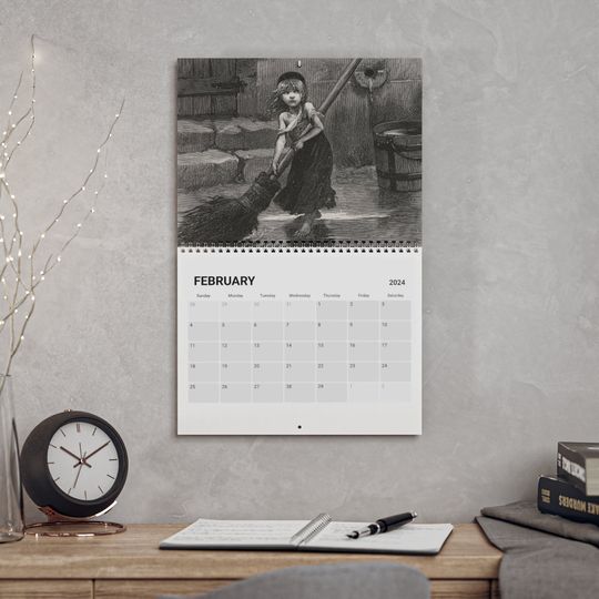 Discover Famous Scenes from Literature Calendar 2024, Vintage Calendar 2024