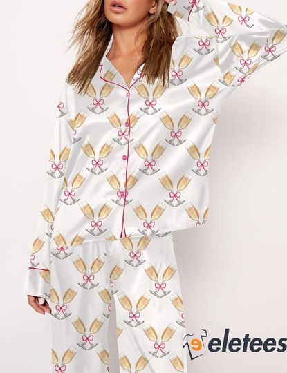 Discover Champagne Christmas Long Sleeve Pajama Set