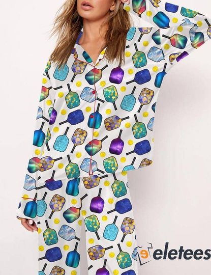 Discover Pickleball Paddles And Balls Long Sleeve Pajama Set