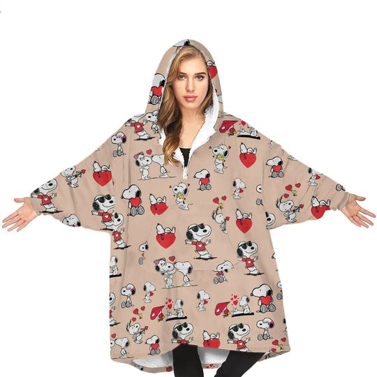 Discover Snoopys Lover Sherpa Blanket Hoodie